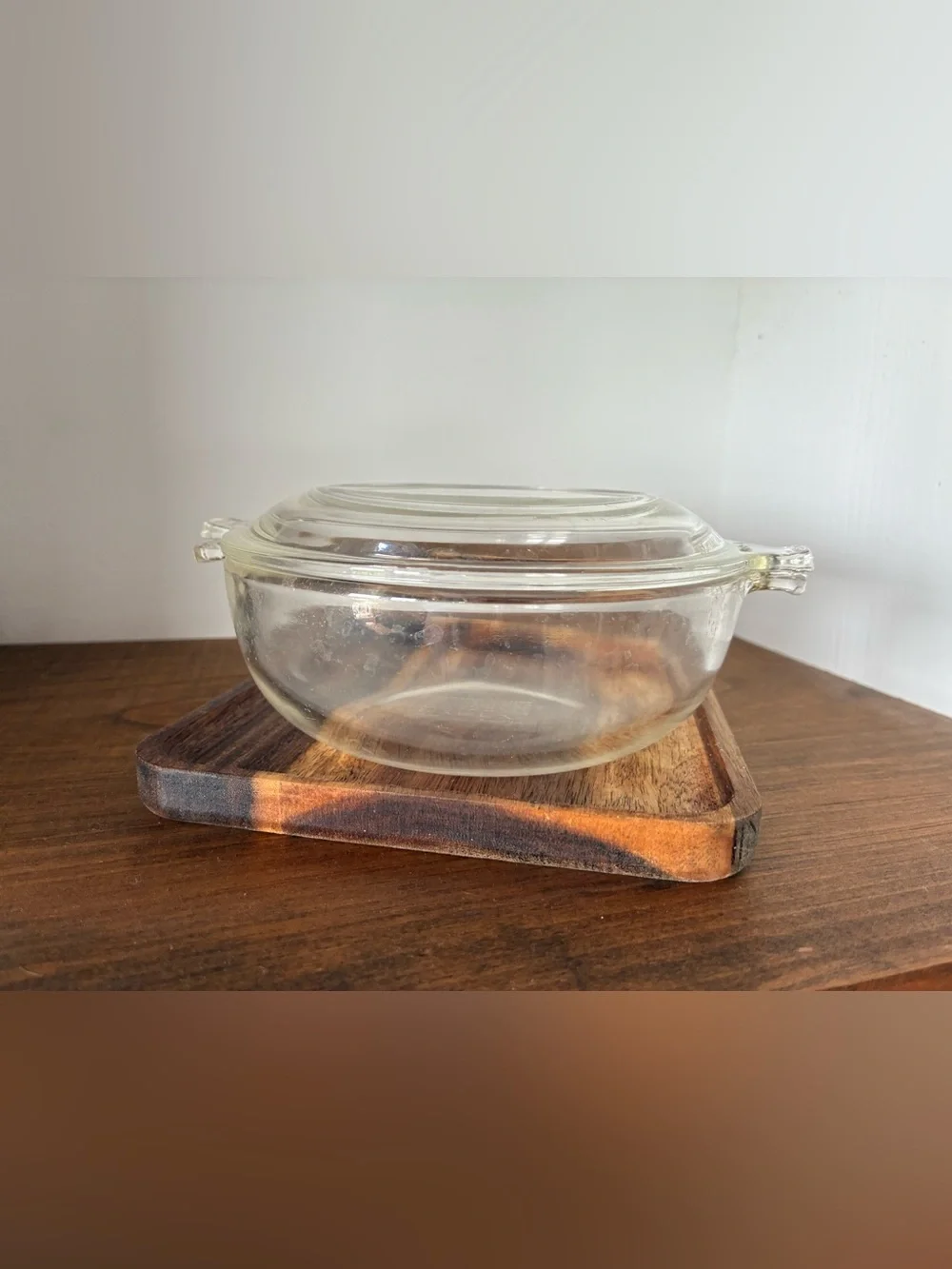 Pyrex 019 600ml Clear Glass Casserole Dish w Lid Round Corning USA